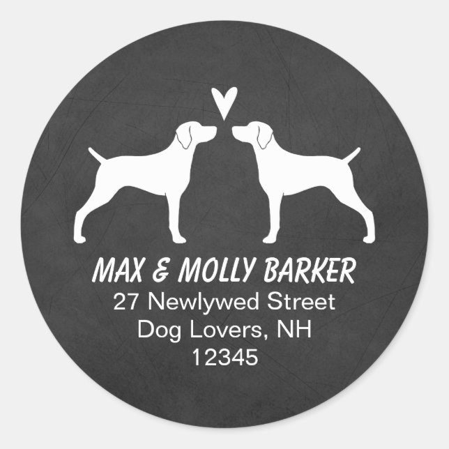 Weimaraner Silhouetten Liebe Rücksendeadresse Runder Aufkleber (Vorderseite)