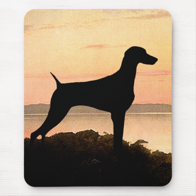 Weimaraner Sonnenuntergang Mousepad (Vorne)