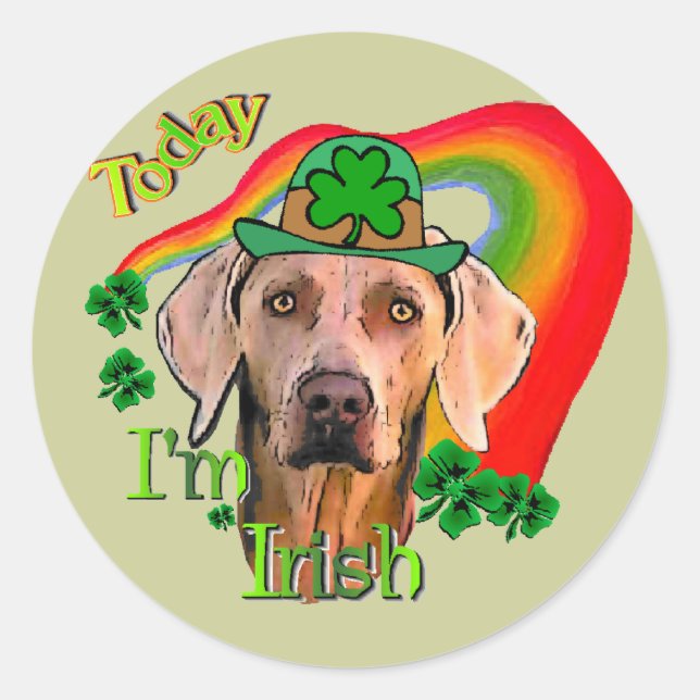 Weimaraner St. Patrick's Day Runder Aufkleber (Vorderseite)