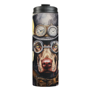 Weimaraner-Steampunk-Hund Thermosbecher