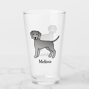 Weimaraner Süßer Cartoon-Hund & Name Glas