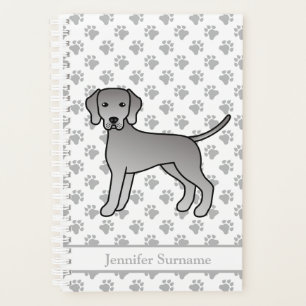 Weimaraner Süßes Cartoon-Hund-Design und Pfoten & Planer