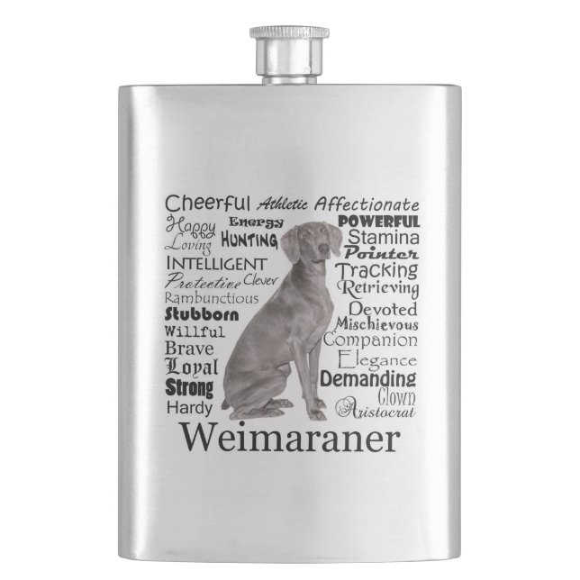 Weimaraner Tracht Flasche Flachmann (Vorderseite)