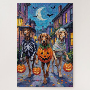 Weimaraner Trick-or-Treating in Halloween-Kostümen Puzzle