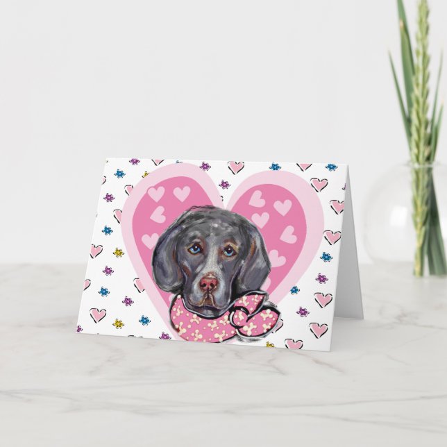 Weimaraner Valentine Feiertagskarte (Vorderseite)