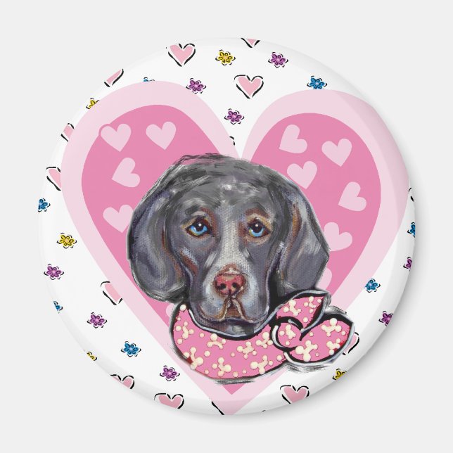 Weimaraner Valentine Magnet (Vorne)
