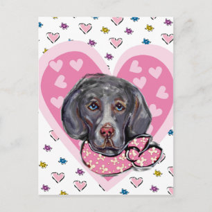 Weimaraner Valentinstag Feiertagspostkarte