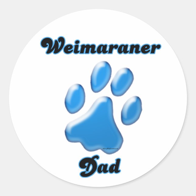 Weimaraner Vater blauer Pawprint Sticker (Vorderseite)