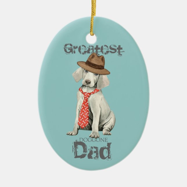 Weimaraner Vater Keramik Ornament (Vorne)