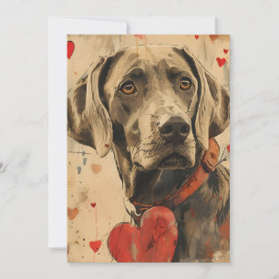 Weimaraner Vintage Valentinstag  Feiertagskarte