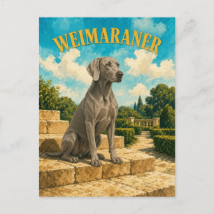 Weimaraner, Vintage Wasserfarben-Hundekunst Postkarte