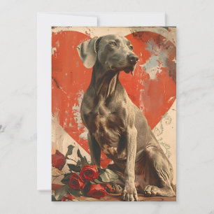Weimaraner Vintager Valentinstag Feiertagskarte