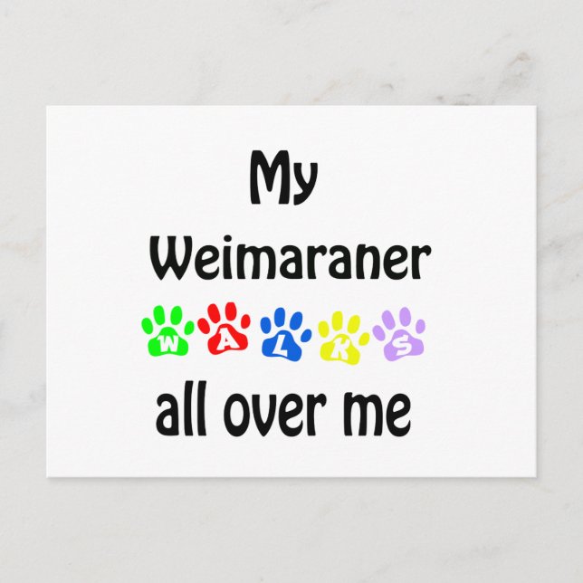 Weimaraner Walks Design Postkarte (Vorderseite)