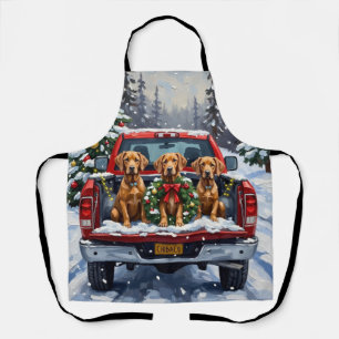 Weimaraner Weihnachten Rotes Lastwagen Ferien Schürze
