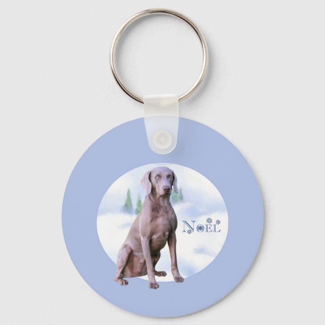 Weimaraner Weihnachten Schlüsselanhänger (Vorderseite)