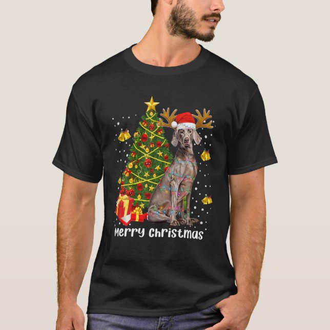 Weimaraner Weihnachtsbeleuchtung Tree Santa Xmas P T-Shirt (Vorderseite)