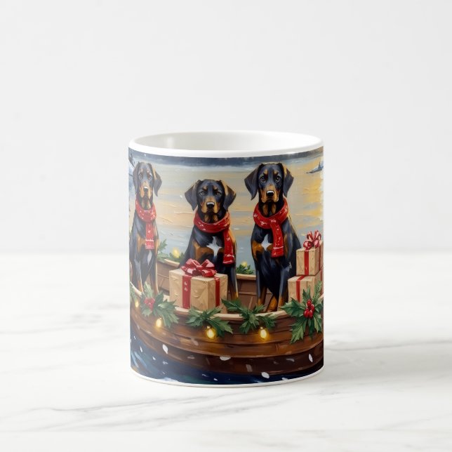 Weimaraner Weihnachtsboot-Feiertag Kaffeetasse (Mittel)