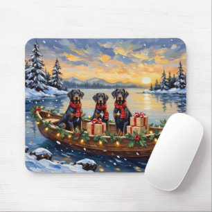 Weimaraner Weihnachtsboot-Feiertag Mousepad