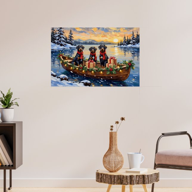 Weimaraner Weihnachtsboot-Feiertag Poster (Wohnzimmer 3)