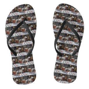 Weimaraner Weihnachtsfeiertage Flip Flops