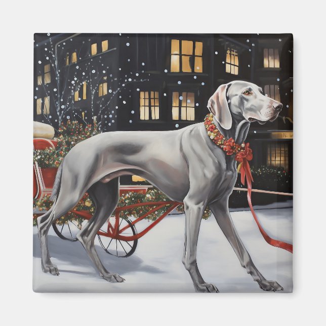 Weimaraner Weihnachtsfeiertage Magnet (Vorne)