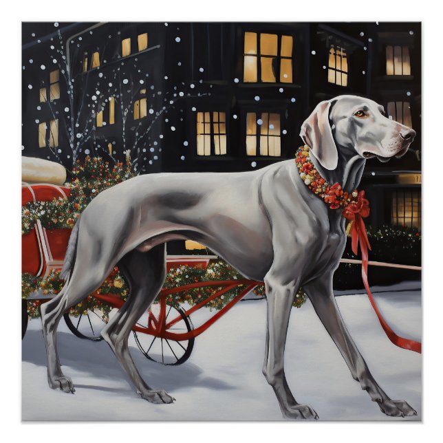 Weimaraner Weihnachtsfeiertage Poster (Vorderseite)