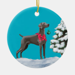 Weimaraner Weihnachtsfeiertags-Verzierung Keramik Ornament