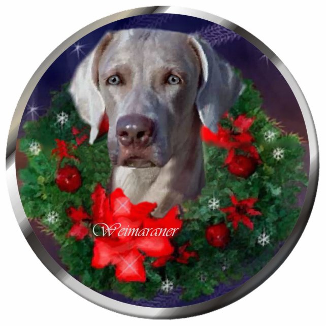 Weimaraner Weihnachtsgeschenke Ornament Fotoskulptur Ornament (Vorne)