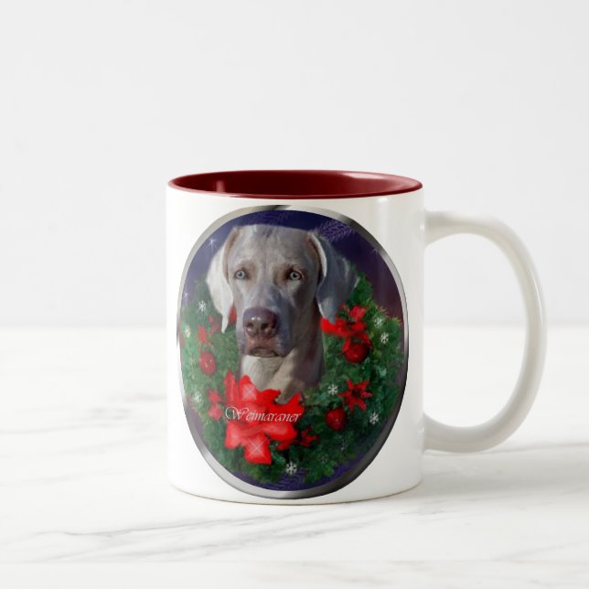 Weimaraner Weihnachtsgeschenke Zweifarbige Tasse (Rechts)
