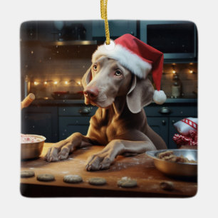 Weimaraner Weihnachtskost Feiertag Keramikornament