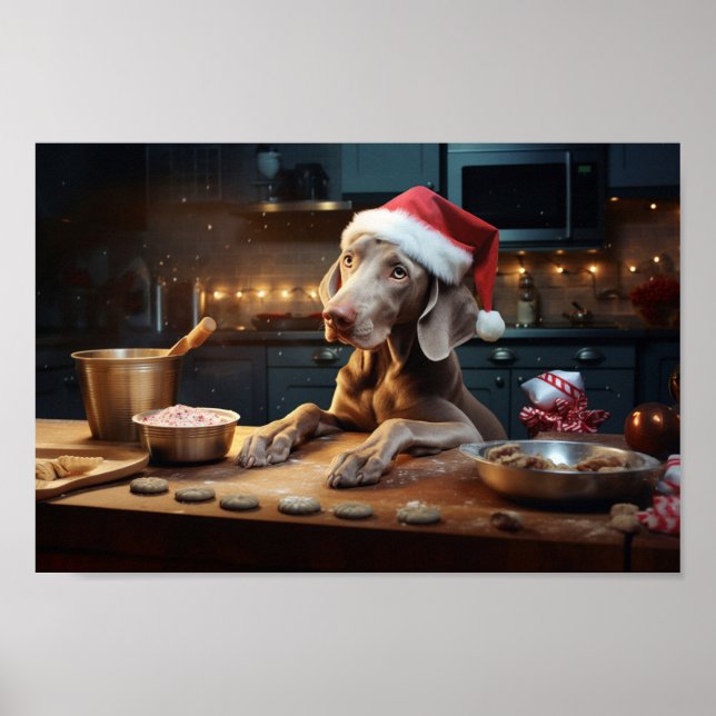 Weimaraner Weihnachtskost Feiertag Poster (Vorne)