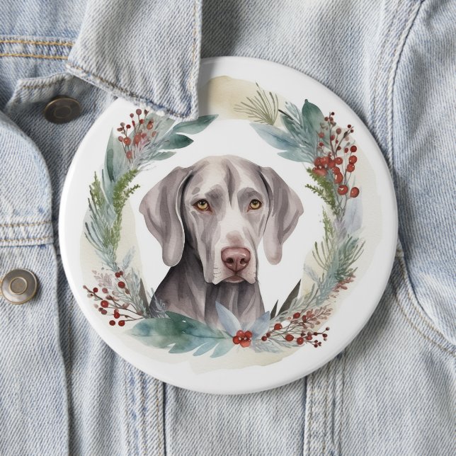 Weimaraner Weihnachtskraut Festliche Jungfrau Button (Beispiel)