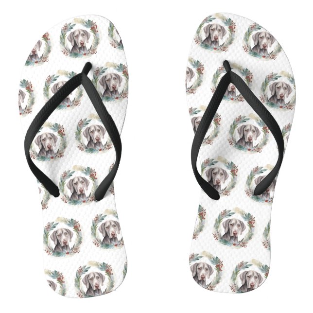 Weimaraner Weihnachtskraut Festliche Jungfrau Flip Flops (Fußbett)