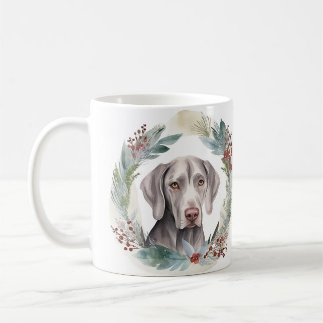 Weimaraner Weihnachtskraut Festliche Jungfrau Kaffeetasse (Links)