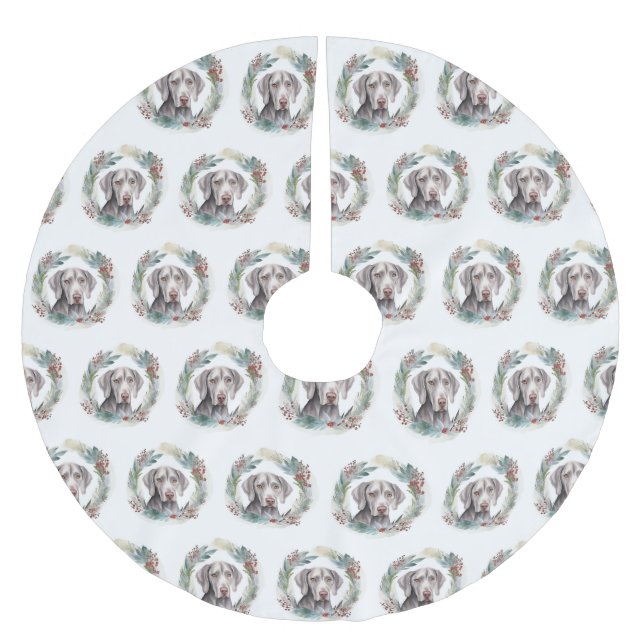 Weimaraner Weihnachtskraut Festliche Jungfrau Polyester Weihnachtsbaumdecke (Vorderseite)
