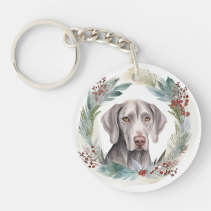 Weimaraner Weihnachtskraut Festliche Jungfrau Schlüsselanhänger