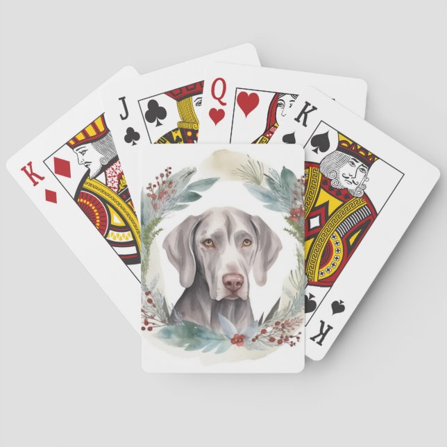 Weimaraner Weihnachtskraut Festliche Jungfrau Spielkarten (Rückseite)