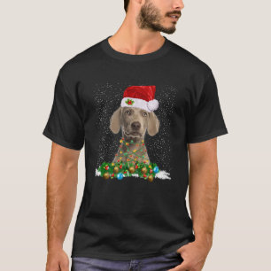 Weimaraner Weihnachtsmann Hund Licht Funny Xmas Ge T-Shirt
