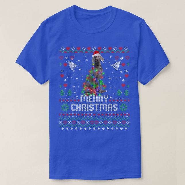 Weimaraner Weihnachtsmannmütze Dog Christmas Tree  T-Shirt (Design vorne)