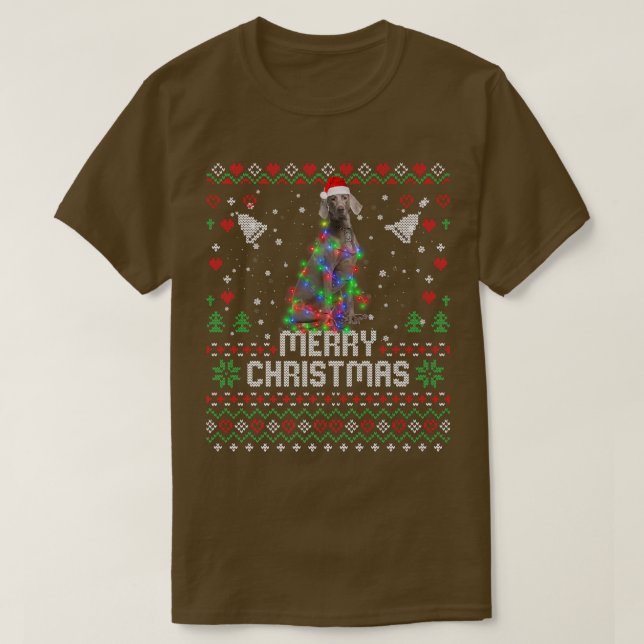 Weimaraner Weihnachtsmannmütze Dog Christmas Tree  T-Shirt (Design vorne)