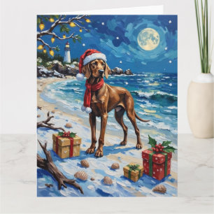Weimaraner Weihnachtsstrand Urlaub Karte