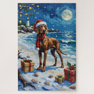 Weimaraner Weihnachtsstrand Urlaub Puzzle