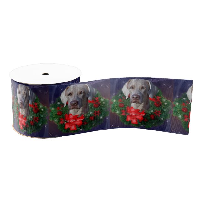 Weimaraner Weihnachtswreath Ripsband (Spule)