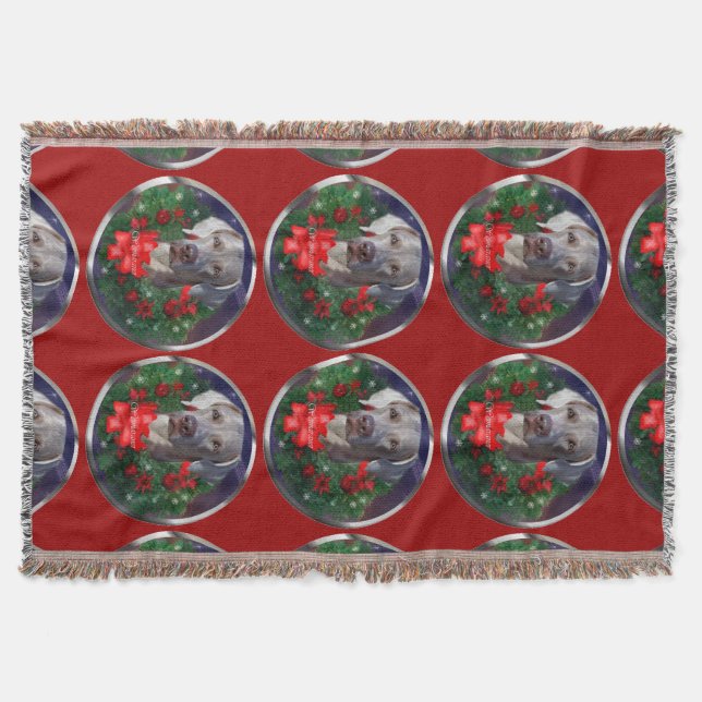 Weimaraner Weihnachtszeit Decke (Vorderseite)