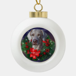 Weimaraner Weihnachtszeit Keramik Kugel-Ornament