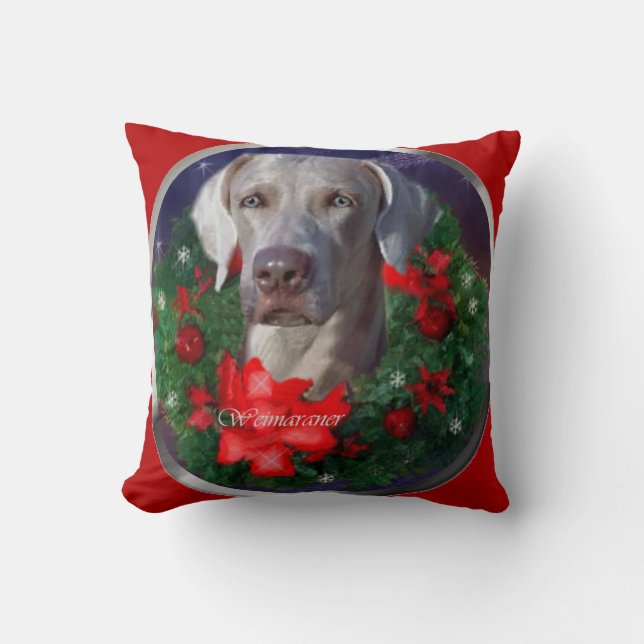 Weimaraner Weihnachtszeit Kissen (Vorderseite)