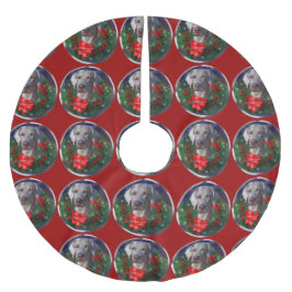 Weimaraner Weihnachtszeit Polyester Weihnachtsbaumdecke