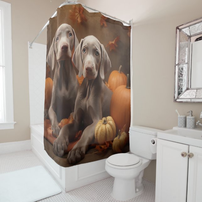 Weimaraner Welpe Autumn Delight Pumpkin Duschvorhang (Beispiel)