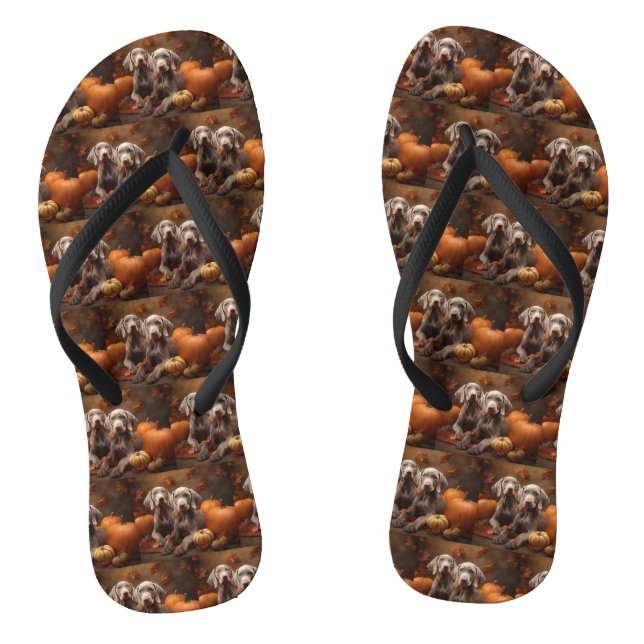 Weimaraner Welpe Autumn Delight Pumpkin Flip Flops (Fußbett)