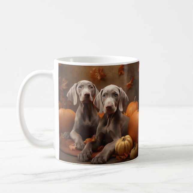 Weimaraner Welpe Autumn Delight Pumpkin Kaffeetasse (Links)